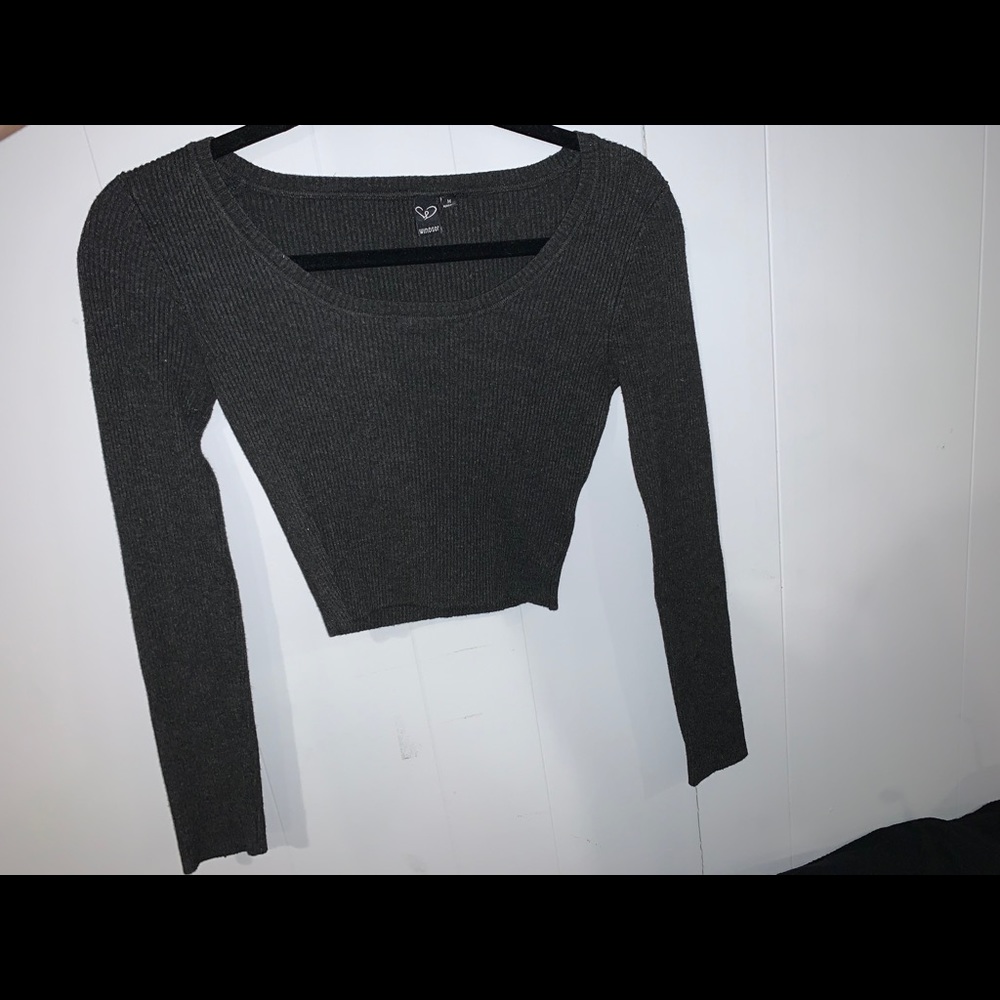 Gray Textured long sleeve shirt